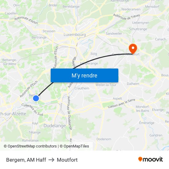 Bergem, AM Haff to Moutfort map