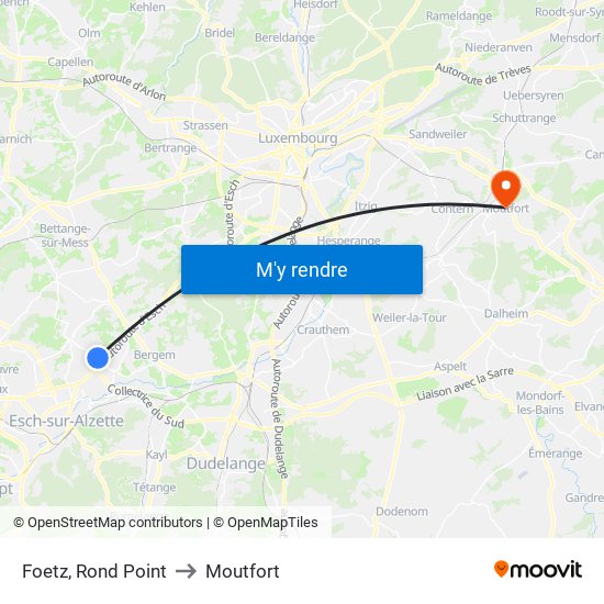 Foetz, Rond Point to Moutfort map