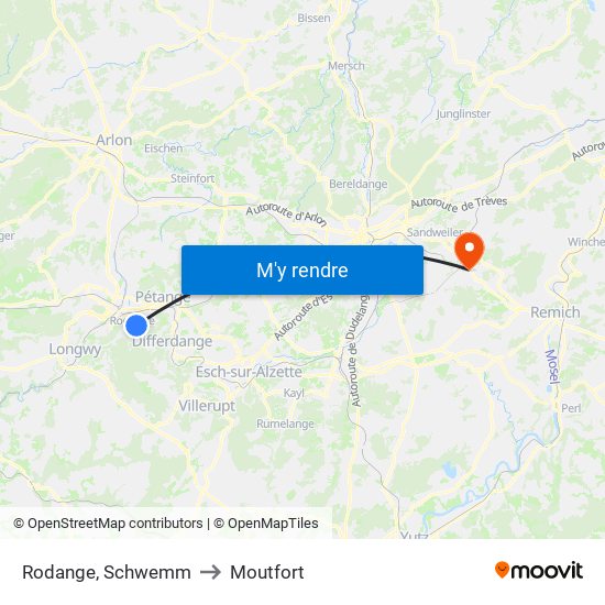 Rodange, Schwemm to Moutfort map