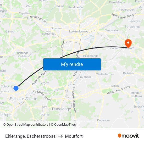 Ehlerange, Escherstrooss to Moutfort map
