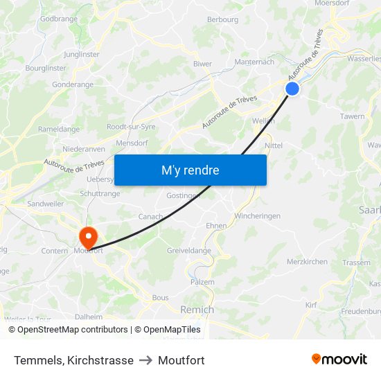 Temmels, Kirchstrasse to Moutfort map