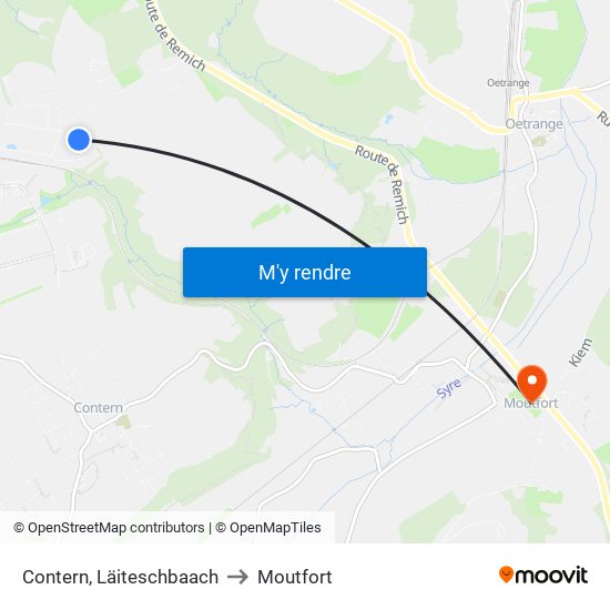 Contern, Läiteschbaach to Moutfort map