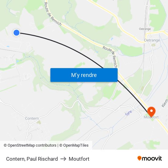 Contern, Paul Rischard to Moutfort map