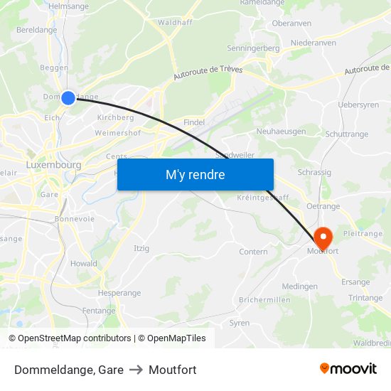 Dommeldange, Gare to Moutfort map