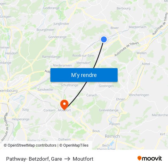 Pathway- Betzdorf, Gare to Moutfort map