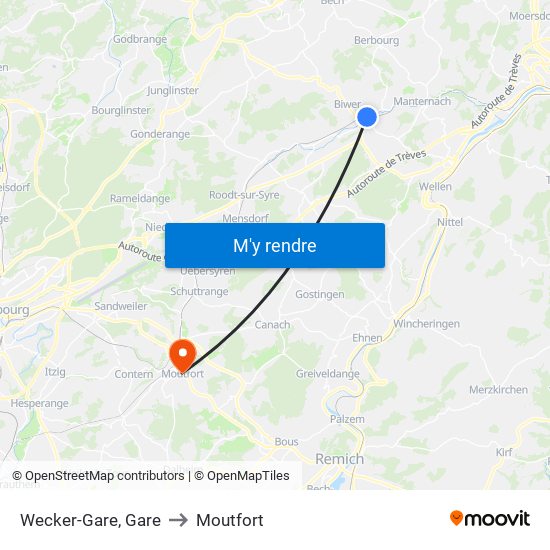 Wecker-Gare, Gare to Moutfort map