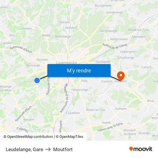 Leudelange, Gare to Moutfort map