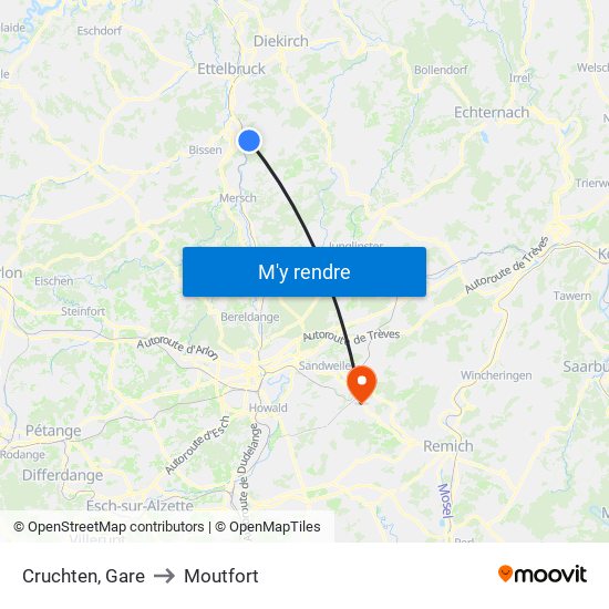 Cruchten, Gare to Moutfort map