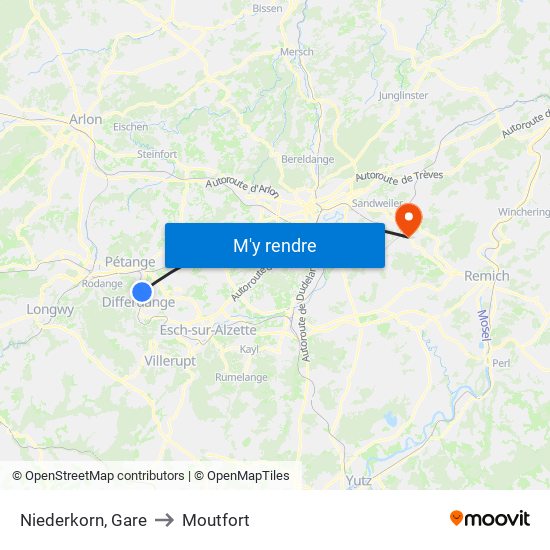 Niederkorn, Gare to Moutfort map