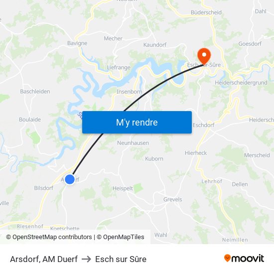 Arsdorf, AM Duerf to Esch sur Sûre map