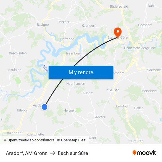 Arsdorf, AM Gronn to Esch sur Sûre map