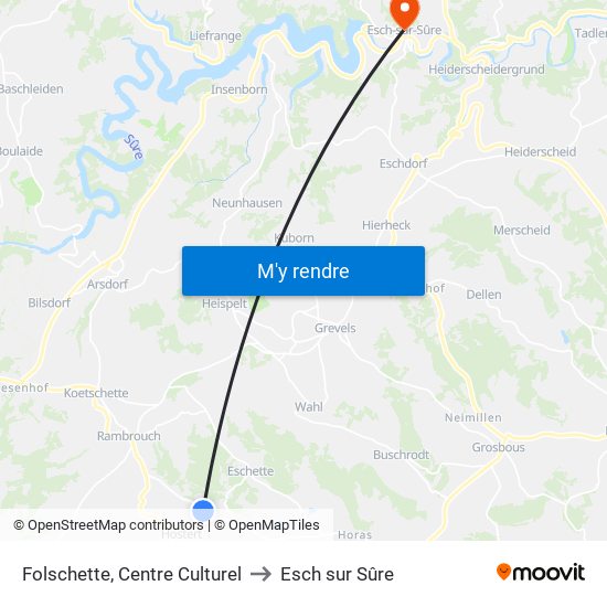 Folschette, Centre Culturel to Esch sur Sûre map
