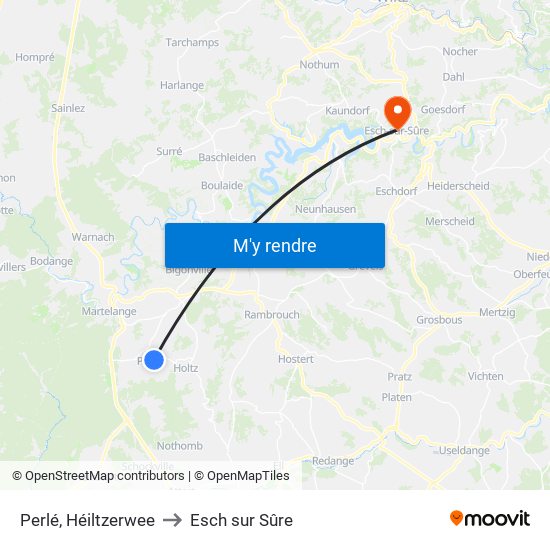Perlé, Héiltzerwee to Esch sur Sûre map