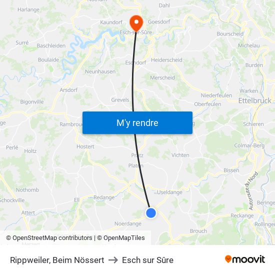 Rippweiler, Beim Nössert to Esch sur Sûre map