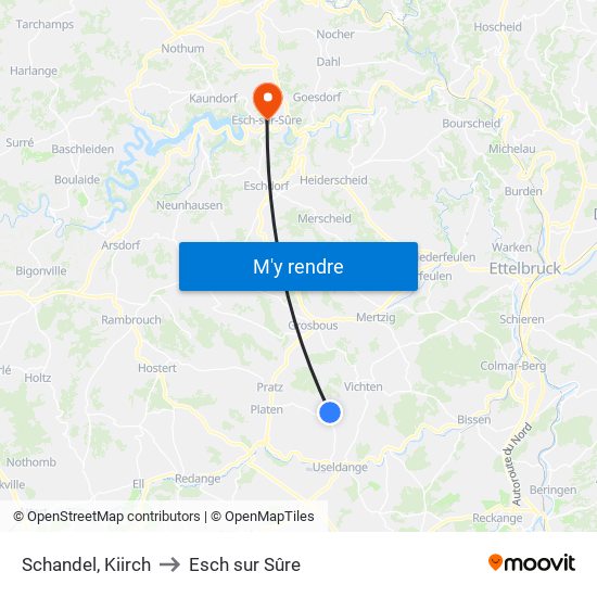 Schandel, Kiirch to Esch sur Sûre map