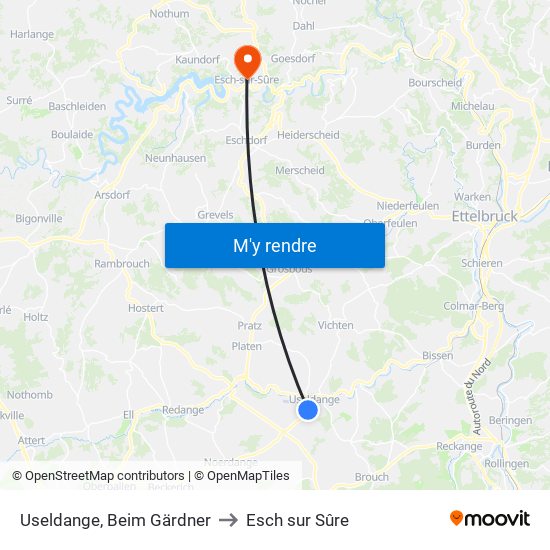 Useldange, Beim Gärdner to Esch sur Sûre map