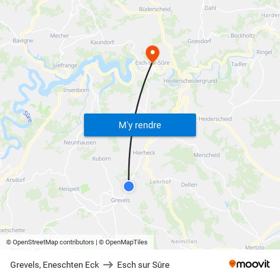 Grevels, Eneschten Eck to Esch sur Sûre map
