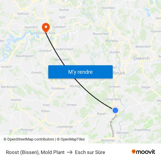 Roost (Bissen), Mold Plant to Esch sur Sûre map