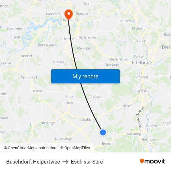 Buschdorf, Helpërtwee to Esch sur Sûre map