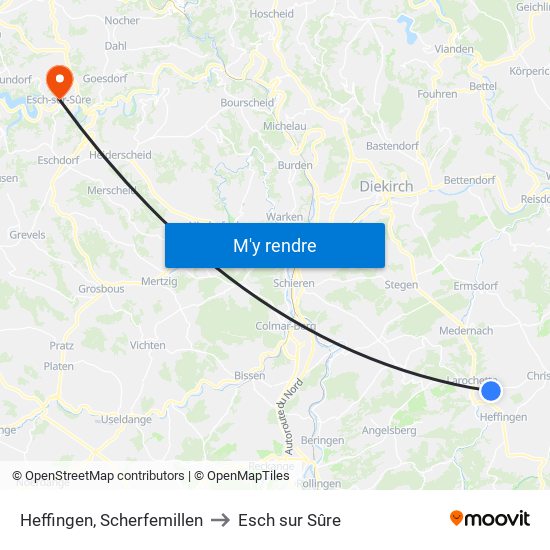 Heffingen, Scherfemillen to Esch sur Sûre map