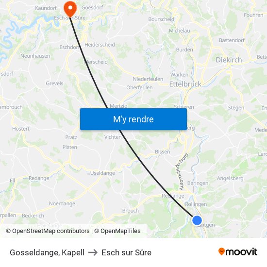 Gosseldange, Kapell to Esch sur Sûre map