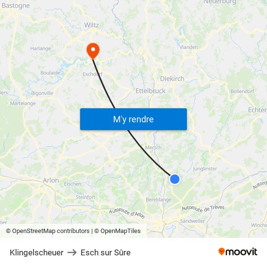 Klingelscheuer to Esch sur Sûre map