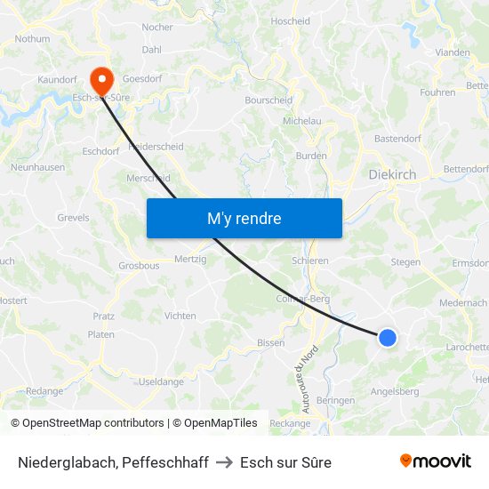 Niederglabach, Peffeschhaff to Esch sur Sûre map