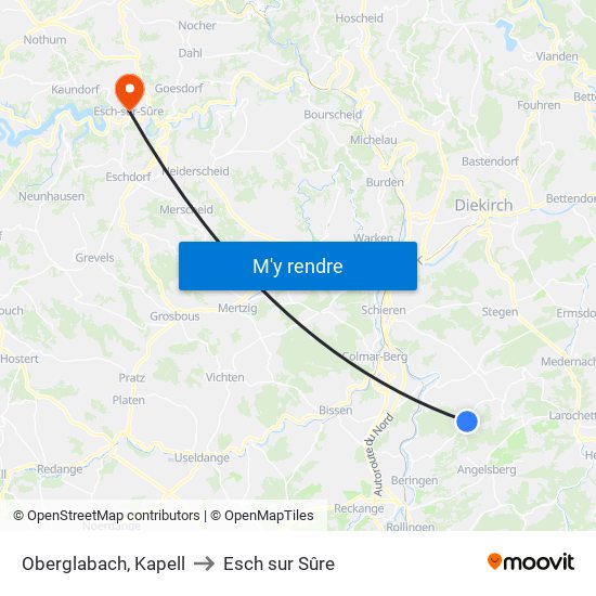 Oberglabach, Kapell to Esch sur Sûre map