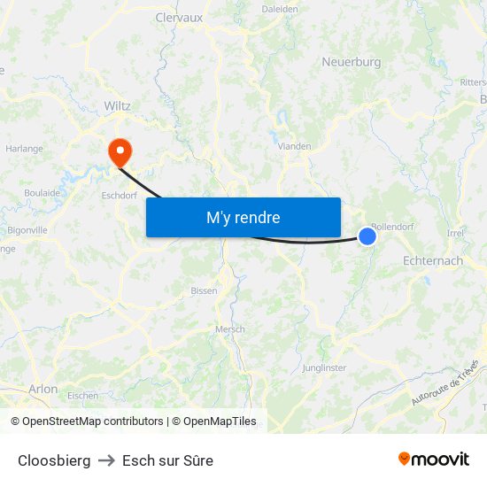 Cloosbierg to Esch sur Sûre map