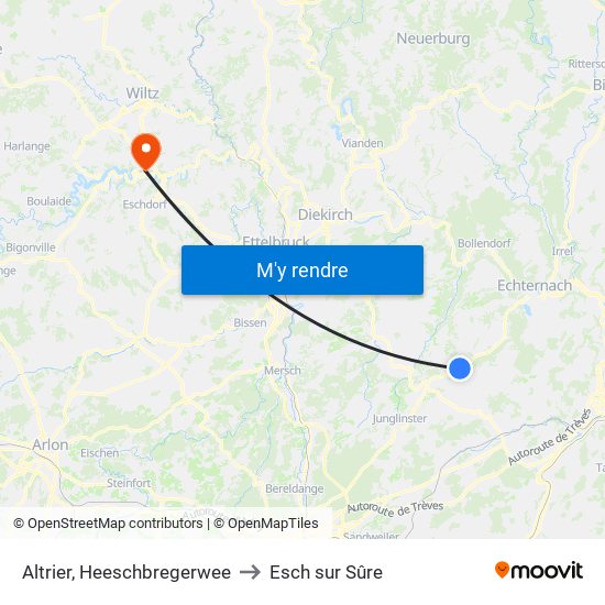 Altrier, Heeschbregerwee to Esch sur Sûre map