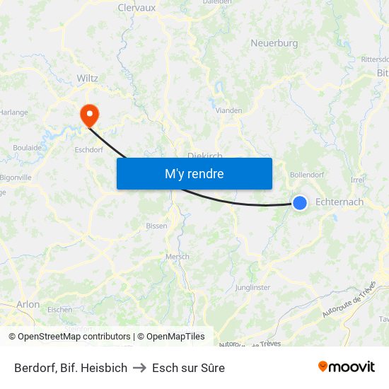 Berdorf, Bif. Heisbich to Esch sur Sûre map