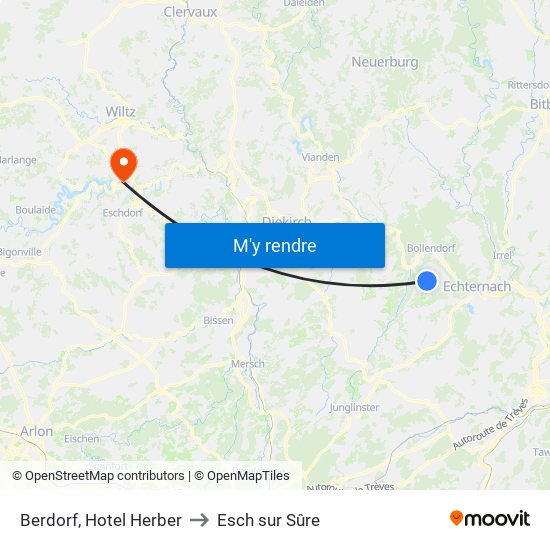 Berdorf, Hotel Herber to Esch sur Sûre map