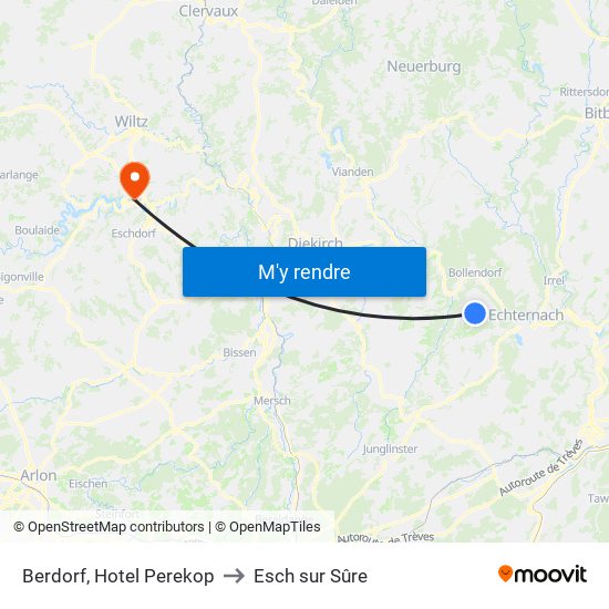 Berdorf, Hotel Perekop to Esch sur Sûre map