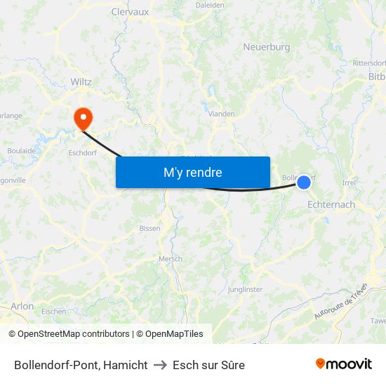 Bollendorf-Pont, Hamicht to Esch sur Sûre map