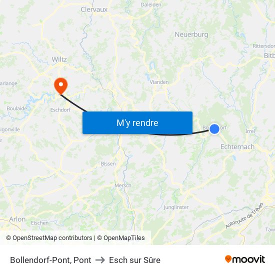 Bollendorf-Pont, Pont to Esch sur Sûre map