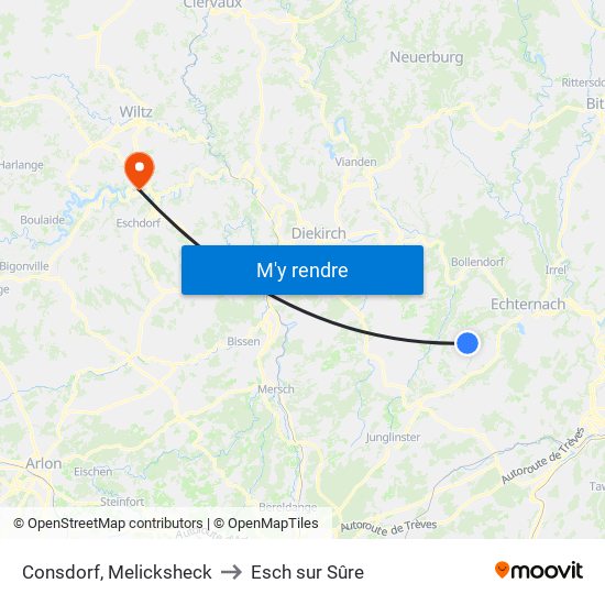 Consdorf, Melicksheck to Esch sur Sûre map