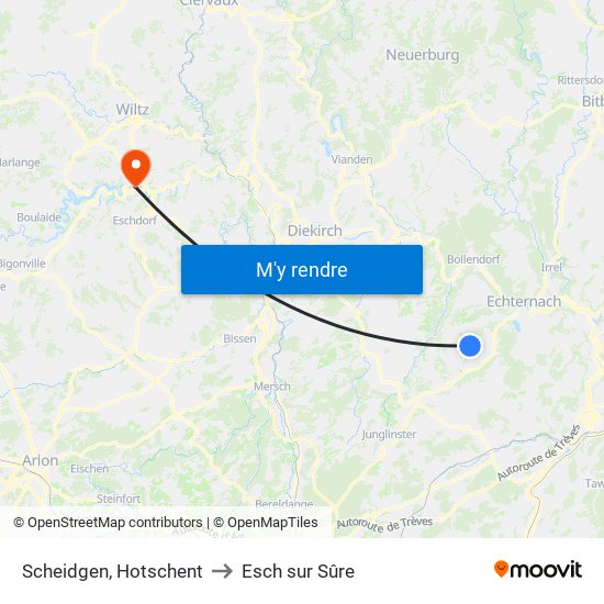 Scheidgen, Hotschent to Esch sur Sûre map