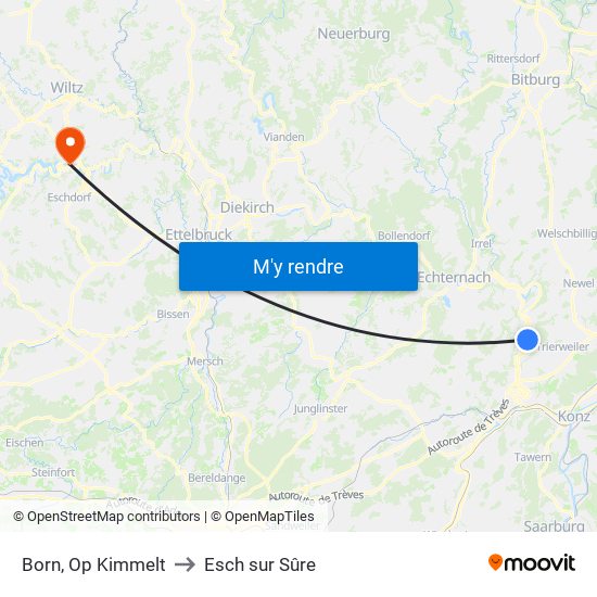 Born, Op Kimmelt to Esch sur Sûre map
