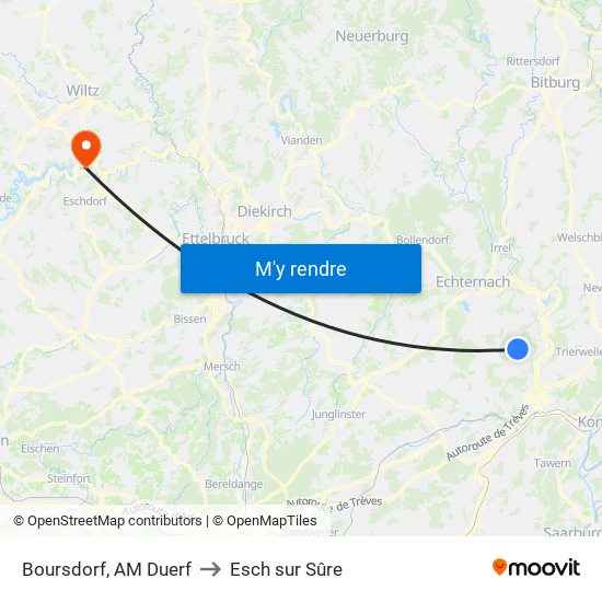 Boursdorf, AM Duerf to Esch sur Sûre map