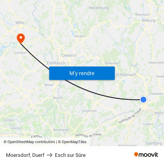 Moersdorf, Duerf to Esch sur Sûre map