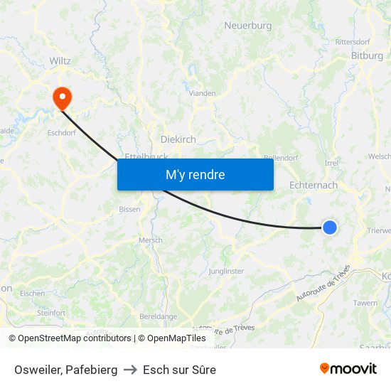 Osweiler, Pafebierg to Esch sur Sûre map