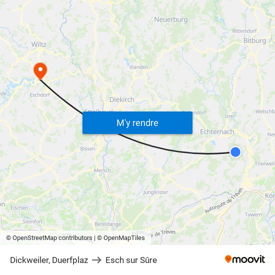 Dickweiler, Duerfplaz to Esch sur Sûre map