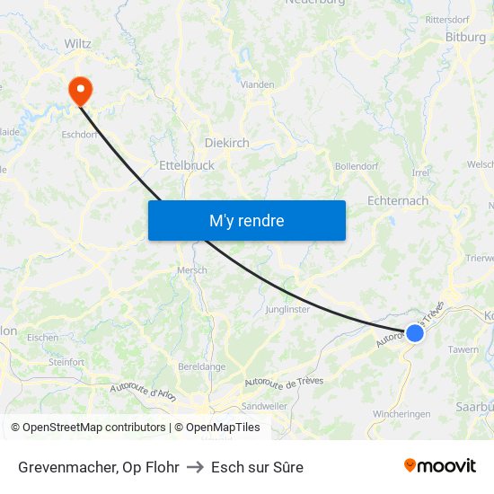 Grevenmacher, Op Flohr to Esch sur Sûre map