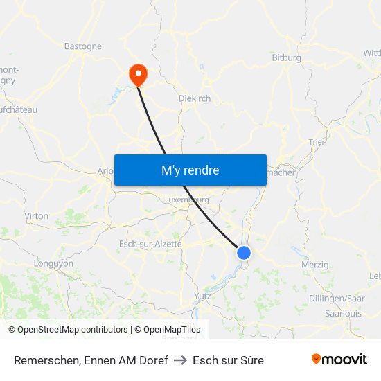 Remerschen, Ennen AM Doref to Esch sur Sûre map