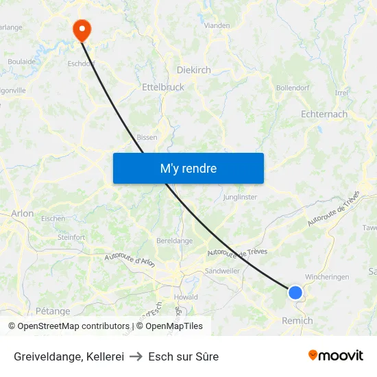 Greiveldange, Kellerei to Esch sur Sûre map