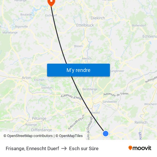 Frisange, Ennescht Duerf to Esch sur Sûre map