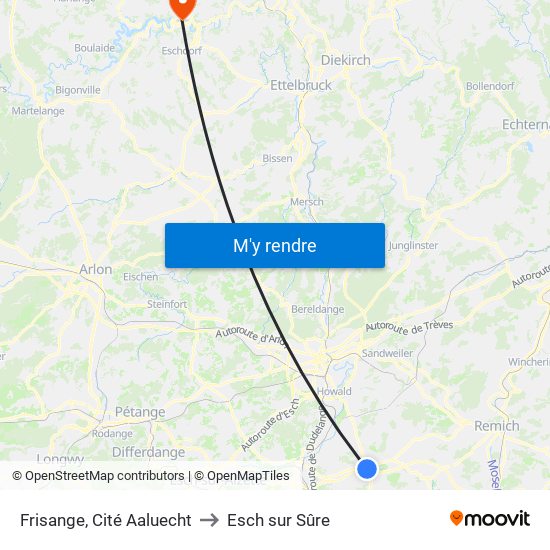 Frisange, Cité Aaluecht to Esch sur Sûre map