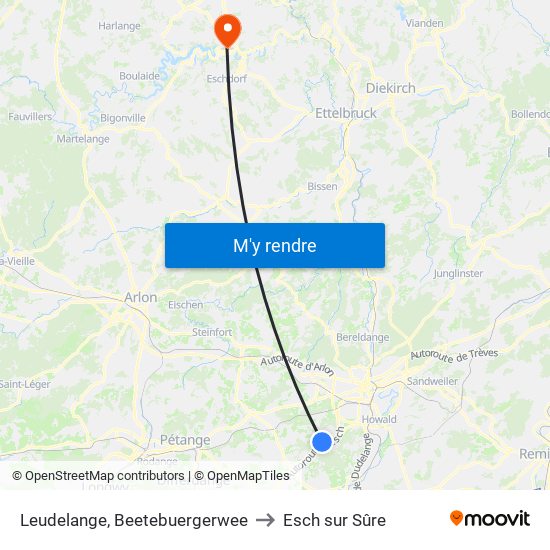 Leudelange, Beetebuergerwee to Esch sur Sûre map