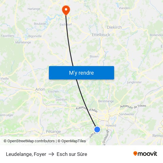 Leudelange, Foyer to Esch sur Sûre map