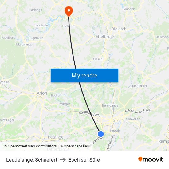 Leudelange, Schaefert to Esch sur Sûre map